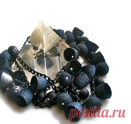 Long necklace with dark grey cocoons Dark grey от jurooma на Etsy