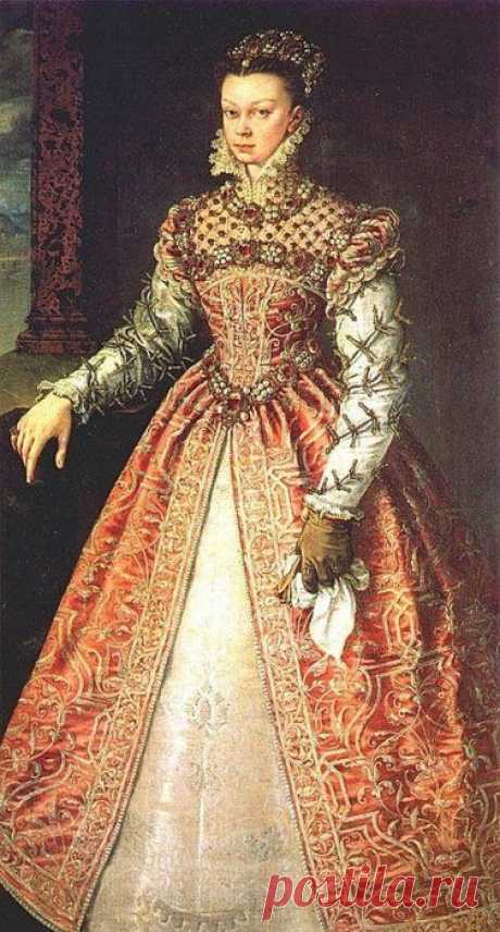 Elizabeth of Valois - eldest daughter of Henry II of France &amp; Catherine de' Medici. Her father insisted she shared her bedroom w/ her future sister-in-law, Mary, Queen of Scots. She had to give precedence to Mary –a crowned queen. The 2 would remain close friends the rest of their lives. Though her sister Margaret &amp; Mary of Scots were prettier, she was still considered attractive. She married to Philip II of Spain. Philip was enchanted by his 14 yr old bride &amp; gave up his mistress.