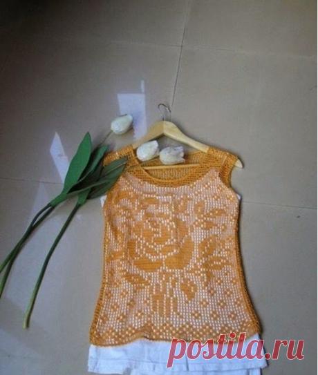 #Филейное_вязание_крючком_схема_топ
