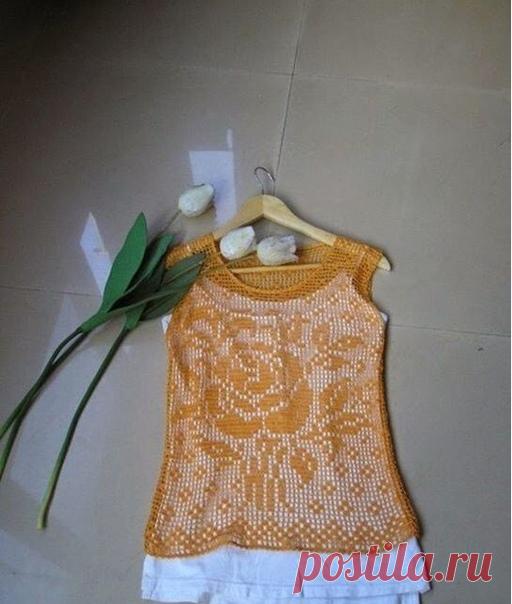 #Филейное_вязание_крючком_схема_топ
