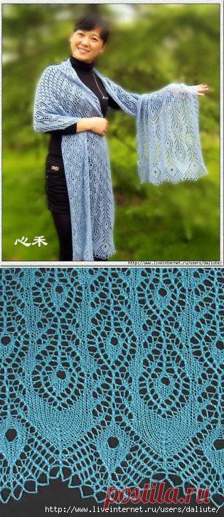 Шаль "Павлинный хвост" на Китае..