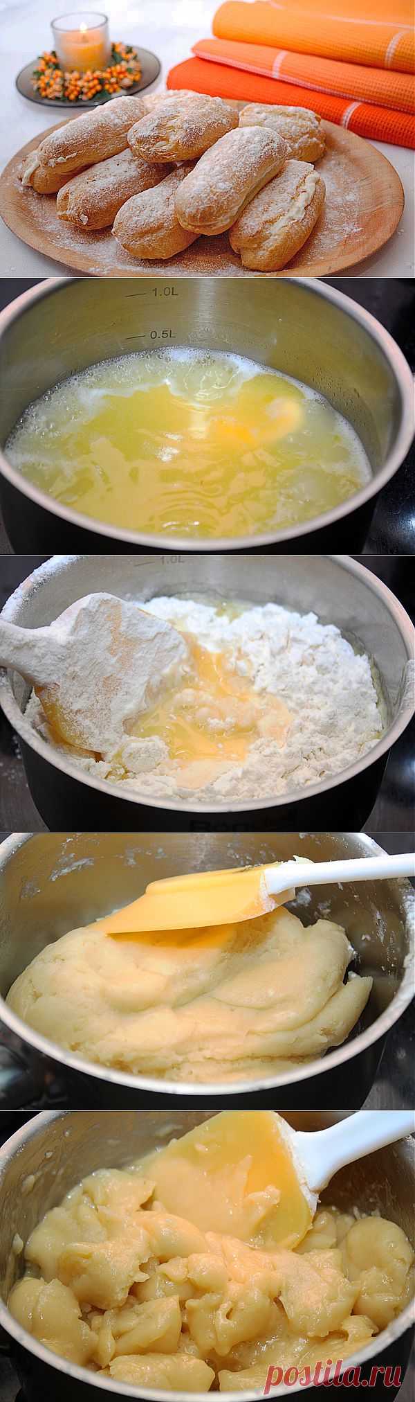 Эклеры со сливочным кремом &mdash; рецепт с пошаговыми фото. Foodclub.ru