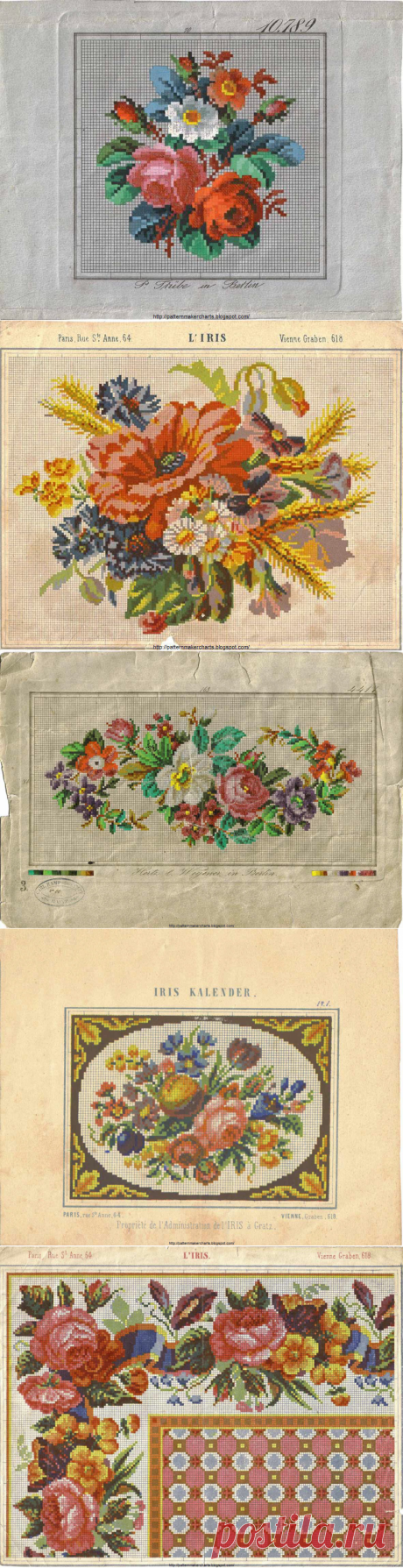 Несколько старинных схем для вышивки крестом