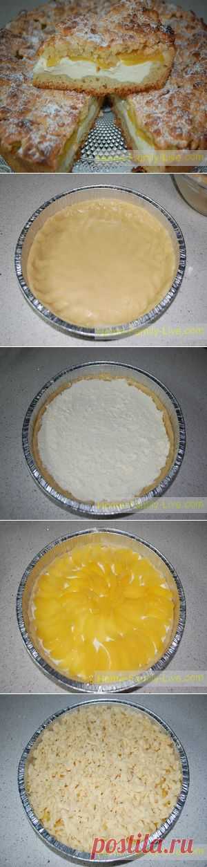 Пирог из песочного теста с творогом и абрикосами - Кулинарные рецепты