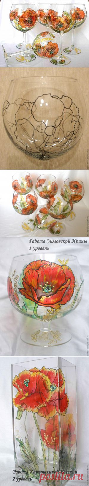 Мастер-класс по витражной росписи: рисуем маки на бокалах - Ярмарка Мастеров - ручная работа, handmade
