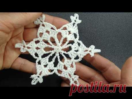 Как вязать снежинку крючком Crochet snowflace