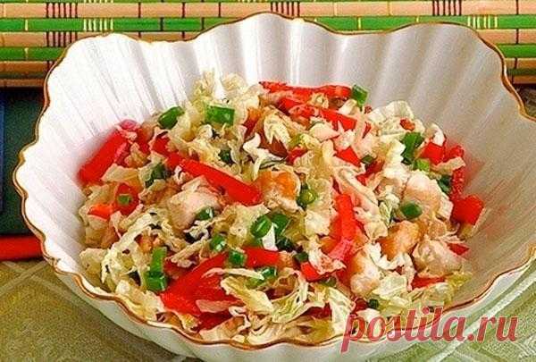 Овощной салат с пекинской капустой.

Ингредиенты:
• 1/2 кочана пекинской капусты (небольшой),
• 1 свежий огурец,
Показать полностью…