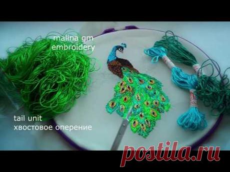 Hand Embroidery : Peacock with Roses || Вышивка:Павлин