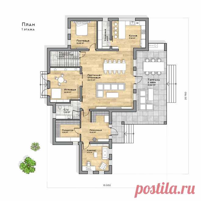 Проект «Сатори» дом в стиле райт под ключ | RNR