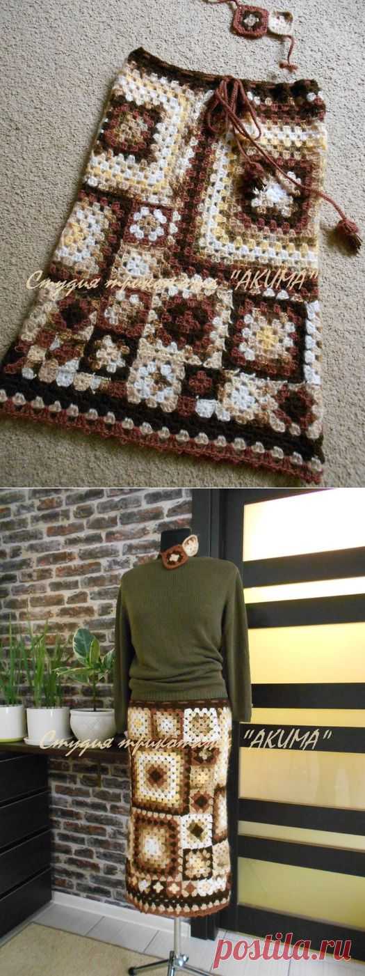 Юбка "ШОКОЛАДНОЕ СКЕРЦО" (из "бабушкиных квадратов").