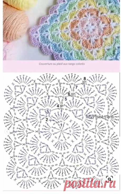 Узор для детского пледа крючком. Схема. / knittingideas.ru