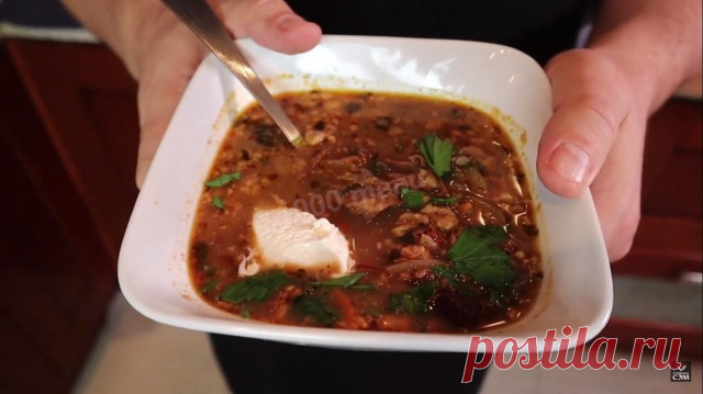 Суп харчо из говяжьей грудинки с грецкими орехами и ткемали рецепт фото пошагово и видео - 1000.menu