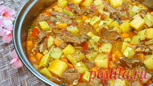 Вкусный ужин. Овощное рагу с кабачком и мясом. Очень простой рецепт. | Мой Дастархан Вкусно и Быстро | Дзен