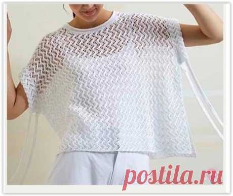 Ажурный топ оверсайз спицами. Схема узора. / knittingideas.ru