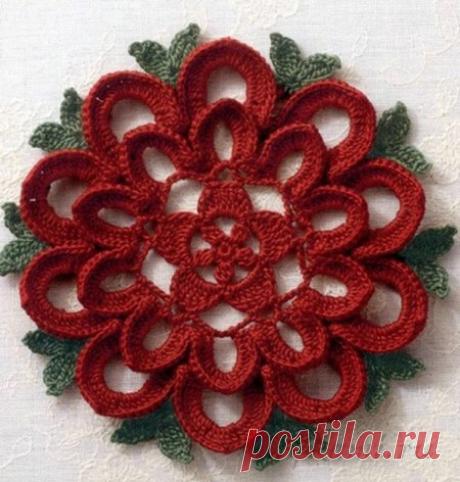 Цветок салфетка крючком