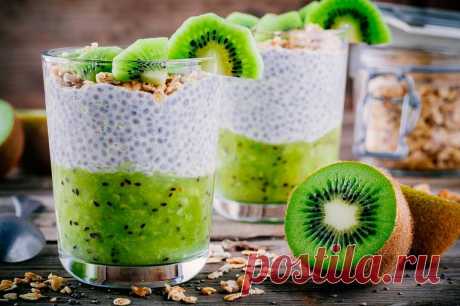 Двухслойный пудинг из киви и семян чиа | Vegetarian.ru