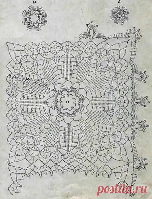 Плед из квадратных мотивов крючком