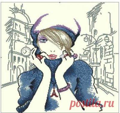 Схема для вышивки крестом Парижанка №3