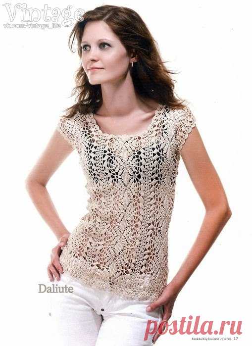 Вязаный кружевной топ (со схемкой)