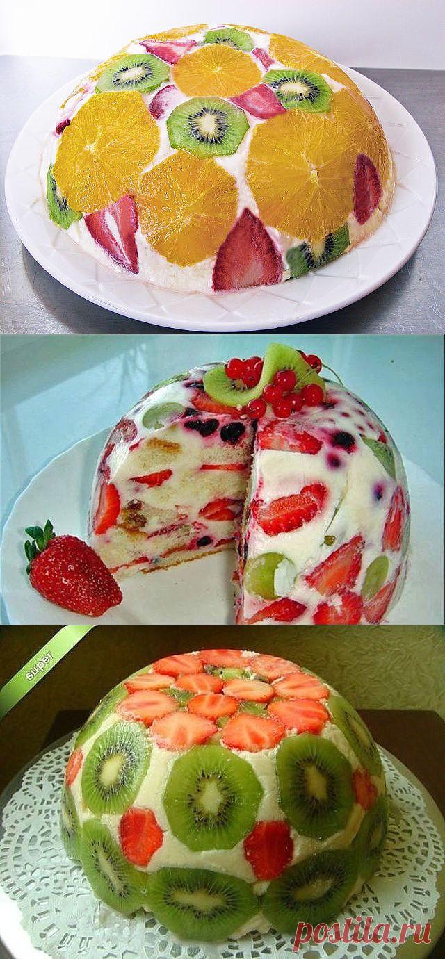 ФРУКТОВЫЙ ТОРТ !!!  **Универсальный -меняй фрукты и ягоды на ваш вкус. Особенно в сезон их так много.
 Попробуй, и Ваши гости - в восторге!