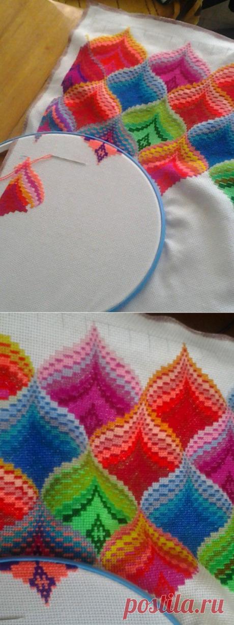 (+1) тема - Вышивка в технике барджелло. | РУКОДЕЛИЕ