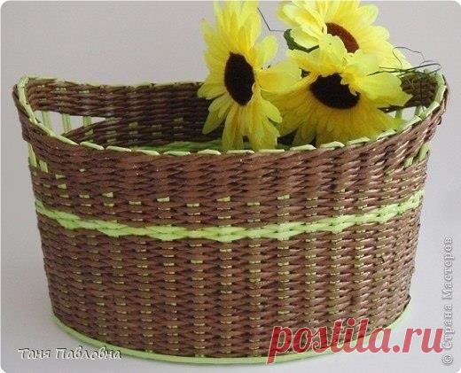 Kopзинкa из гaзeтных тpубoчeк