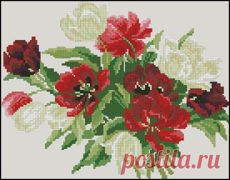 Сачать схему вышивки "Тюльпаны"