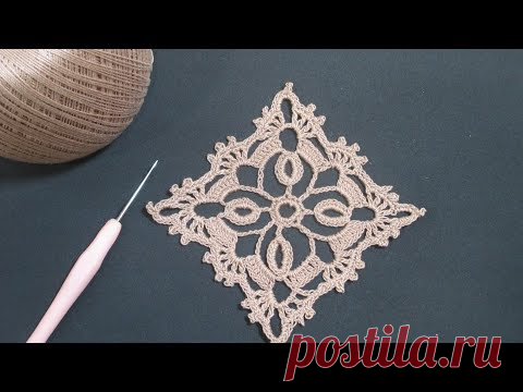 МК Квадратный мотив крючком.