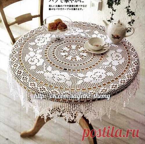 Скатерть.
#вязание_крючком #салфетки_крючком #схемы_крючком #crochet #knitting