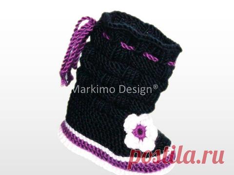 Krabbelschuhe Babyschuhe Babystiefel Blau Weiß Lila Carolin aus Babyschuhe von markimodesign #450056