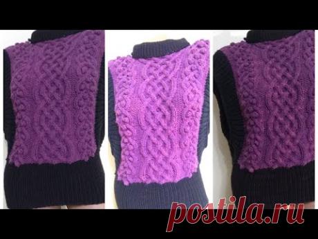 Оформление боковых частей безрукавки. Вяжем без убавок и прибавок