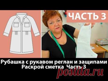 Раскрой блузки с рукавом реглан, защипами и необычной стойкой, часть3