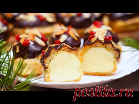 МИНИ ЭКЛЕРЫ с нежнейшим кремом!! Любимое заварное ПИРОЖНОЕ | Кулинарим с Таней