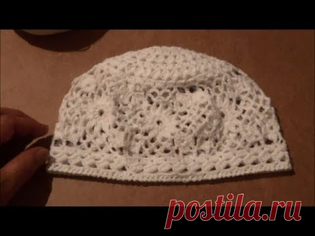 Шапочка с цветочными мотивами Часть 2