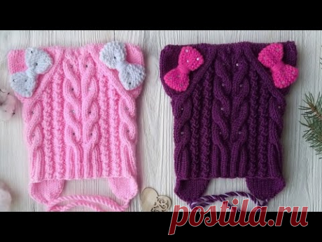 Шапка для девочки. КотоШапка. Шапка с ушками.