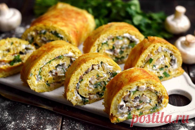 Картофельный рулет с грибами