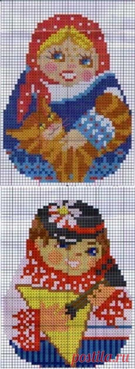 Вышивка крестом - игрушка Матрешка