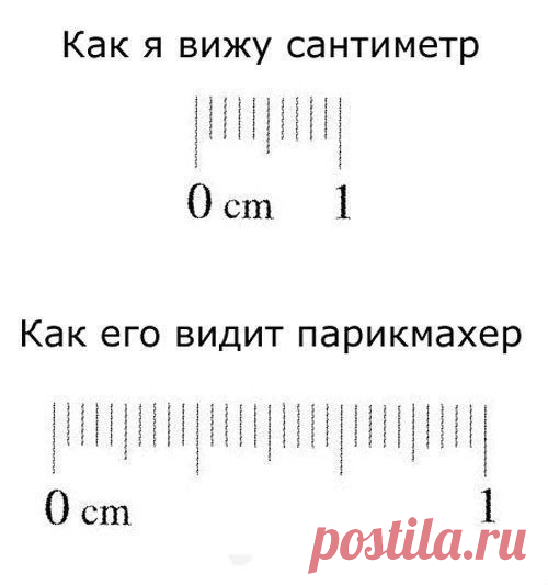 Как видит сантиметр парикмахер, как вижу его я