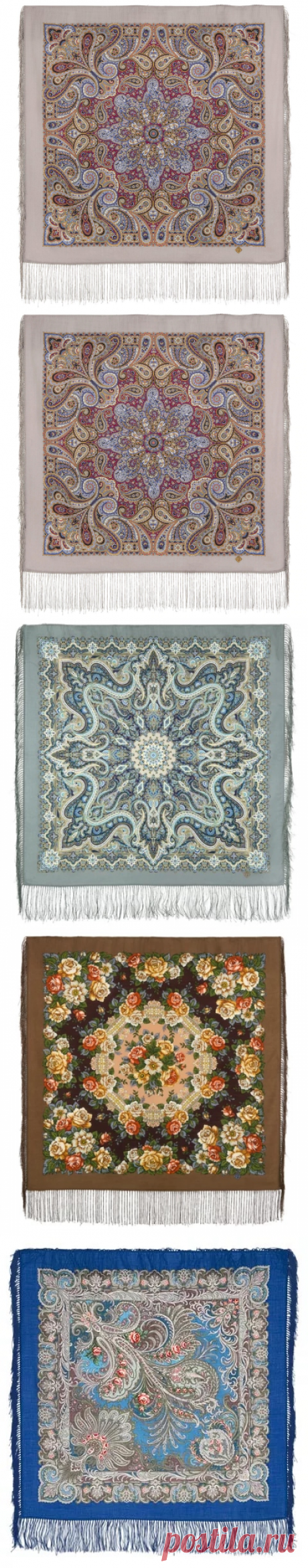 Платок Павловопосадский женский шерстяной «Горожанка» Pavlovo Posad Russian fine Woolen Shawl Scarf