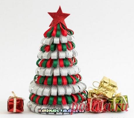 Новогодняя маленькая елочка из ленточек - Handmade-Paradise