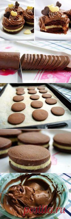 Рецепт Шоколадное печенье с кокосовым кремом с фото