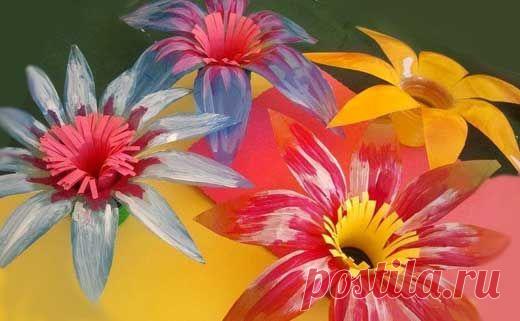 Цветы из пластиковых бутылок: чем покрасить