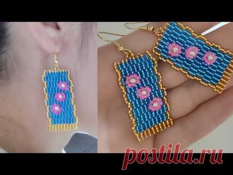 PEYOTE TEKNİĞİ KÜPE YAPIMI/KUM BONCUKLU ŞİRİN KÜPE YAPIMI/Üçlü peyote tekniği/DIY FLOWER EARRİNGS
