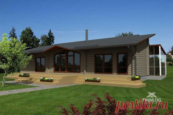 Проект одноэтажного деревянного дома Jason 129.6 m² | Finnlog | Finnlog