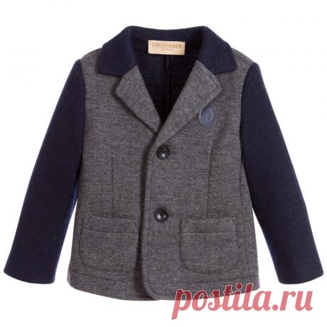 Trussardi - Baby Boys Grey Wool Jacket | Childrensalon