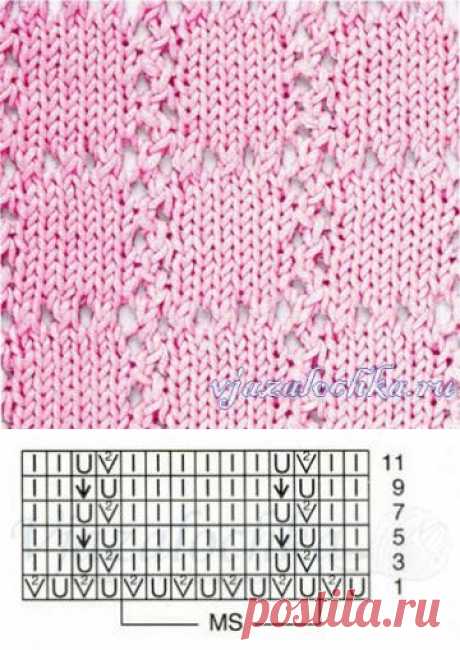 Узор спицами «Ажурные квадраты»