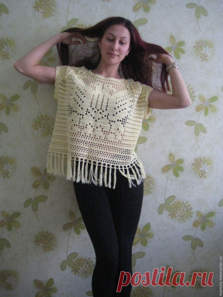 Купить "Птица" - лимонный, однотонный, одежда, одежда для женщин, Вязание крючком, вязанная одежда