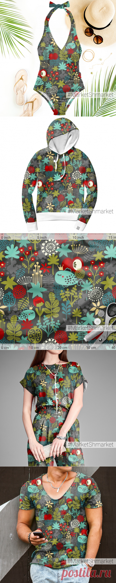 Ткань Сны золотой рыбки - закажи на #MarketShmarket.com любая ткань с любым принтом