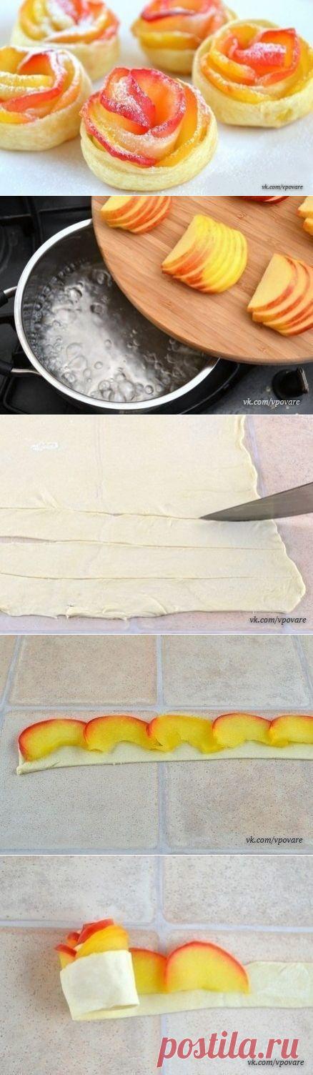 Слойки с яблоками «Розочки» | Банк кулинарных рецептов