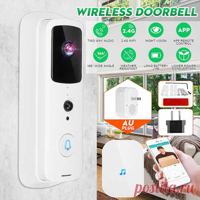 Wireless WiFi Video Doorbell Smart Phone Door Ring Intercom Camera Security Door - US$34.99